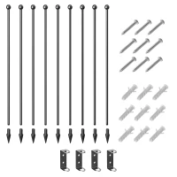 PawHut Hundebox für mittelgroße und kleine Hunde, 8 modulare Paneele für Innen & Außen, Hundegitter aus Stahl mit 9 Erdspießen, 164x164x80 cm, Schwarz(m-4)