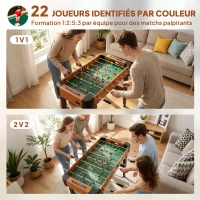 SPORTNOW Baby-foot 92 cm, 22 joueurs, 2 balles, compteurs manuels, poignées antidérapantes, marron(m-5)