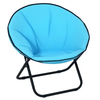 Outsunny Camping Moon Chair, Portable Folding Camping Chair for Adults with Wide Padded Oxford Seat for Outdoor Camp, Travel, Fishing, Beach, Blue(m-10)
