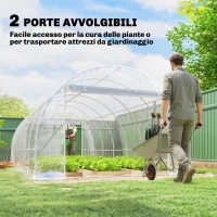 Outsunny Serra a Tunnel 3x6x2 m con Porte Avvolgibili, Telaio in Acciaio e Copertura in PE Anti-UV, Trasparente(m-6)
