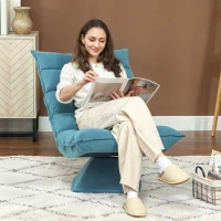 HOMCOM Fotoliu de Podea Relaxant Rotativ 360° cu Spătar Reglabil în 5 Poziții, 62x70x95 cm, Gri(m-2)