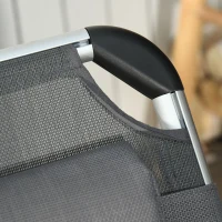 Outsunny Sdraio Pieghevole con Poggiatesta e Schienale Regolabile in Alluminio 60x165x76cm Grigio(m-8)