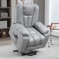 HOMCOM Leathaire Eight Massage Point Armchair, with Reclining Back - Charcoal Grey(m-11)