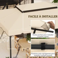 Outsunny Toile de rechange pour pavillon tonnelle tente toit de remplacement gazebo de jardin tissu polyester 4 x 3 m crème(m-5)