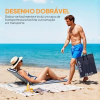 Outsunny Conjunto de 2 Esteiras com Encosto Reclinável Apoio de Cabeça e Bolsa de Transporte 134x48x33-43 cm Brancas e Azuis(m-7)