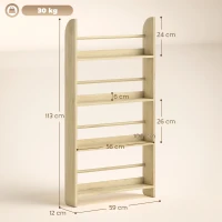 HOMCOM Libreria da Parete con 4 Ripiani per Casa e Ufficio, in Legno, 59x12x113 cm, Color Naturale(m-3)