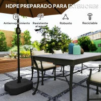 Outsunny Base para Sombrilla Cuadrada Soporte de Parasol de Postes Ø38 mm Ø48 mm Rellenable de Arena 25 kg o Agua 20 kg Negro(m-6)
