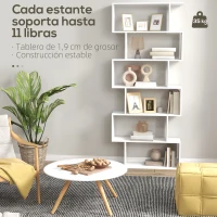 HOMCOM Estantería para Libros Moderna Librería con 6 Estantes para Comedor Salón Estudio 80x23x192 cm Blanco(m-6)