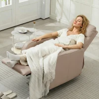 HOMCOM Poltrona Reclinabile 160° max con Poggiapiedi, in Pelle PU, Legno e Acciaio, 65x89x100 cm, Marrone Chiaro(m-8)