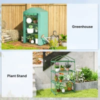 Outsunny 3 Tier Mini Greenhouse Portable Garden Grow House with Roll Up Door and Wire Shelves, 69 x 49 x 125 cm, Green(m-7)