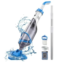 Outsunny Aspirador de Piscina sem Fio com Haste Ajustável 63-150 cm e Escova para Pequenas Piscinas Whirlpools e Lagoas(m-6)