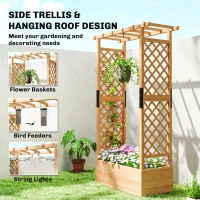Outsunny Fir Wood 110 x 44 cm Planter and Trellis Garden Bed(m-5)
