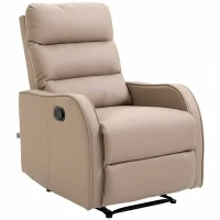 HOMCOM Poltrona Reclinabile 160° max con Poggiapiedi, in Pelle PU, Legno e Acciaio, 65x89x100 cm, Marrone Chiaro(m-10)