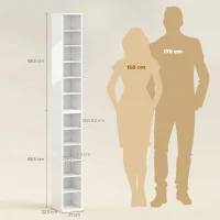 HOMCOM Set of 2 CD Media Display Shelf Unit Tower Rack with Adjustable Shelves, High Gloss White(m-3)