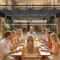 Outsunny Pérgola de Jardim 6x3 m com Telhado Retrátil Proteção UPF50+ Drenagem Pavilhão de Jardim para Pátio Exterior Cinzento Escuro(m-4)