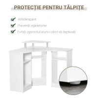 HOMCOM Birou Unghiular pentru Camera Birou pentru Computer din Lemn cu Raft pentru Monitor(m-7)