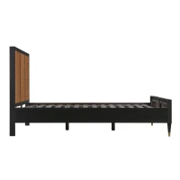 Sierra Noir Super King Bed Frame with Support Slats Included, Bed Base with Hardware, Instructions, 215L x 186.5W x 120.5H cm, Black Brown(m-7)