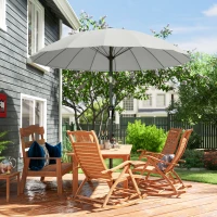 Outsunny 2 m Shanghai Garden Parasol Umbrella with 16 Fibreglass Ribs, Outdoor Parasol Sun Shade with Crank & Tilt, Light Grey(m-9)