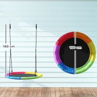 AIYAPLAY Balançoire-nid Réglable Balançoire suspendue jusqu'à 300kg avec cordes réglables 100 x 100 x 180 cm Multicolore(m-3)