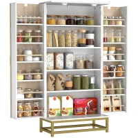 HOMCOM Armário de Cozinha com 2 Portas e 12 Compartimentos Design Moderno com 5 Prateleiras Ajustáveis Branco(m-10)