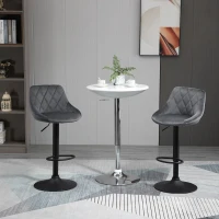 HOMCOM Set van 2 barkrukken, in hoogte verstelbare barkruk met leuning, fluweellook, metalen frame, voetensteun, draaibaar, donkergrijs(m-10)