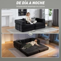 HOMCOM Sofá Cama de 2 Plazas Plegable Tapizado en Chenilla con Acolchado Grueso Reposabrazos Anchos 2 Almohadas Gris Oscuro(m-4)