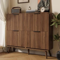 Moderner Schuhschrank, vierflügeligen Klapptüren, doppelstöckigem Stauraum für 18–24 Paar Schuhe, 105 x 24 x 90 cm, Naturfarbe(m-4)