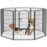 PawHut 8 Panels Heavy Duty Puppy Playpen, for Large, Medium Dogs, Indoor and Outdoor Use - Black(m-11)