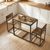 HOMCOM 3 Piece Table Stool Set - Rustic Brown(m-9)