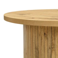 Set di 2 tavolini rotondi da salotto con pannelli a listelli verticali in legno e angoli arrotondati, 75x75x36 cm/50x50x50,5 cm, color legno(m-6)