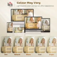 HOMCOM Masă de Machiaj cu Oglindă Arcuată 2 Sertare cu Față din Ratan pentru Spații Mici Natural(m-4)