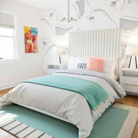 Arabelle King-Size Bed with Tall Channel-Tufted Headboard, Kiln-Dried Wood Frame with Sturdy Birch Legs, 218.5L x 164W x 169H cm, White(m-1)