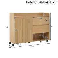 Mueble zapatero móvil con separadores ajustables, 110x35x86 cm, Color natural(m-3)
