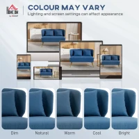 HOMCOM 2 Seater Sofa, Linen-look Fabric Small Sofa with Wing Back, Thick Seat, Metal Legs, Dark Blue(m-7)