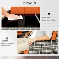 Outsunny 6 Pieces Rattan Garden Furniture Set with Dining Table and Cushions, Orange(m-6)