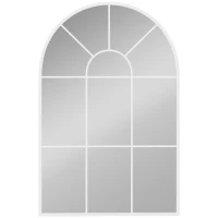 HOMCOM 90 X 61cm Arched Grid Mirror - White(m-1)