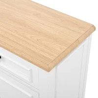 Aparador moderno, amplio espacio de almacenamiento con 3 cajones y 4 puertas, 160x35x76 cm, Blanco(m-6)