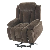 Electric Power Lift Recliner Armchair with Vibration Massage and Lumbar Heating, Sofa with Cup Holders & Side Pocket, 95L x 94W x 107H cm, Brown(m-14)
