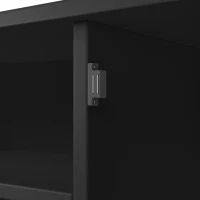 Tall Kitchen Cabinet with 4 Doors & 2 Smooth-Glide Drawers and Adjustable Shelves, Sideboard with Wine Racks, 120L x 40W x 188H cm, Black(m-9)