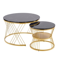 Moderno set de mesas nido de 2 piezas, 70x70x45 cm/45x45x40 cm, Negro
