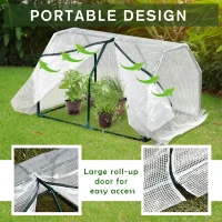 Outsunny Mini  Greenhouse Grow House PVC Cover Steel Frame White 99L x 71W x 60H cm(m-6)