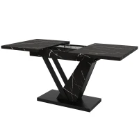 Telescopic Dining Table with Precision Telescopic Runners and Adjustable Feet, Space-Saving Desk for Seats 4-6, 120L x 75W x 75.5H cm, Black(m-10)