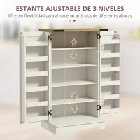 HOMCOM Armario Despensa Cocina con 2 Puertas 16 Estantes y Estante Ajustable para Comedor Salón 60x40x104 cm Crema(m-5)