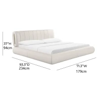 Karol King Bed Frame with Integrated Slatted Base and Structural Joints, Bed Base with Sturdy Construction, 234L x 179W x 94H cm, Cream(m-3)