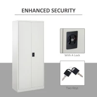 Vinsetto Cool Rolled Steel Tall Office Lockable Filing Cabinet, 2 Doors, 4 Internal Adjustable Shelves, Bookcase Cabinet Storage Unit, 80 L x 40 W x 184 cm(m-5)