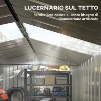 Outsunny Casetta da Giardino in Metallo con Prese d'Aria e Doppia Porta Scorrevole, 277x195x192 cm, Argento(m-4)