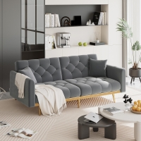 2-Seater Modern Sofa with 3-Position Adjustable Backres and Thick Foam Cushions, Sofa Bed for Compact Room, 165L x 72.5W x 75H cm, Grey