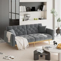 2-Seater Modern Sofa with 3-Position Adjustable Backres and Thick Foam Cushions, Sofa Bed for Compact Room, 165L x 72.5W x 75H cm, Grey(m-1)