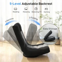 HOMCOM Floor Chair, Folding Floor Sofa with Adjustable Backrest, Wide Seat, Swivel Base, Black(m-4)