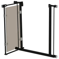 PawHut Pressure Fit Safety Gate, Dog Gate for Doorways and Staircases with Auto Closing Door Double Locking, Acrylic Panel, 74-80 cm - Black(m-20)